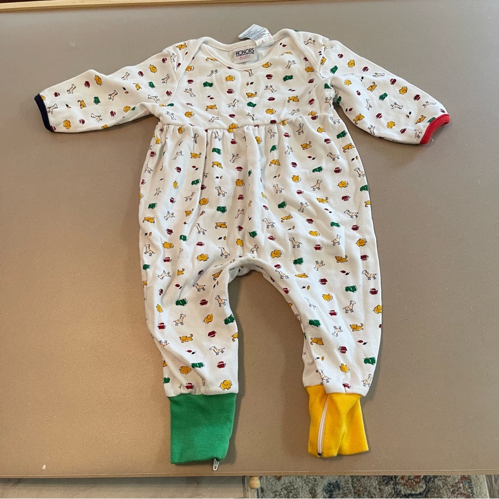 Adorable White Footie with Colorful Cuffs